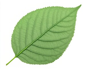 Green leaf on a white isolated background.