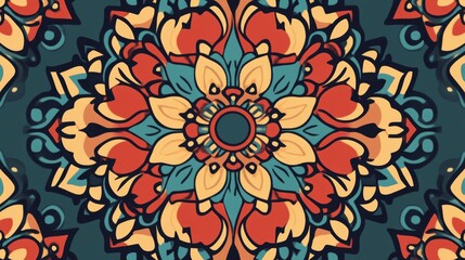 Vibrant Floral Mandala Pattern in Bold Colors