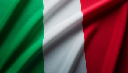 Obraz premium Italy flag waving in the wind. Close up of Italy banner blowing, soft and smooth silk. Cloth fabric texture ensign background. Use it for national day and country occasions concept