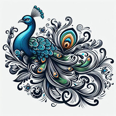 Creative peacock design with harmonius colour combination
