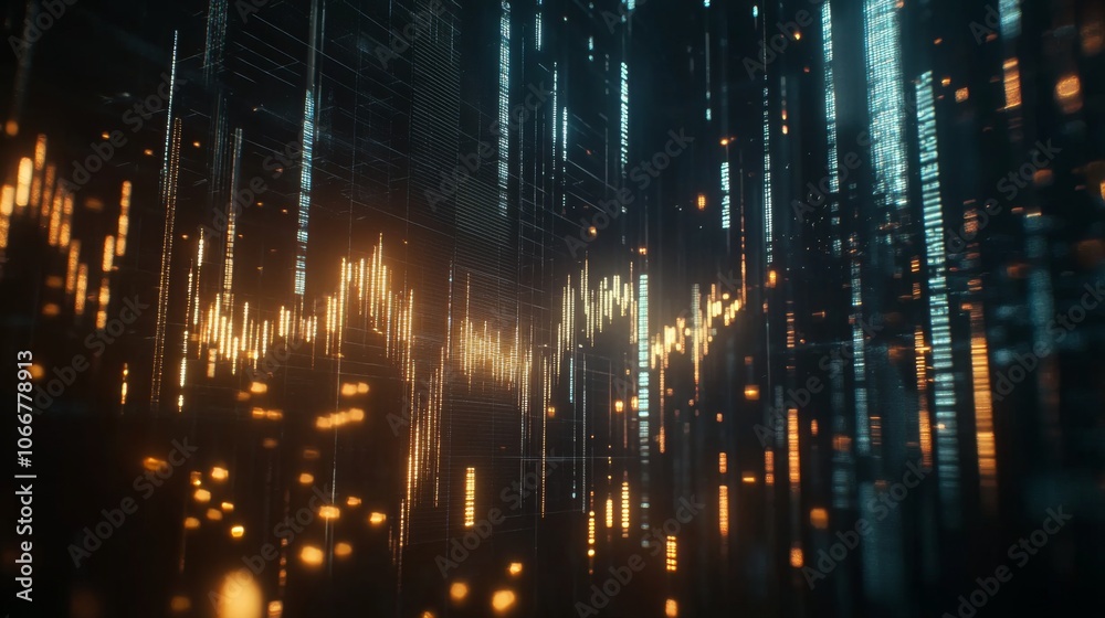 Poster abstract digital visualization of data flow and signals