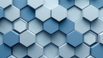 Fototapeta premium An abstract pattern of blue and white hexagons.
