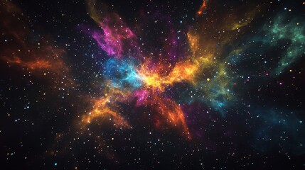 Naklejka premium Colorful Cosmic Nebula in the Vast Universe