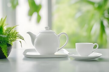 Fototapeta premium Enjoy a serene afternoon tea experience