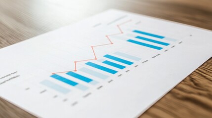 Business Growth Chart on Wooden Table Surface