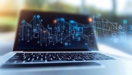 Technology Data Network Connect Digital Cyber Communication with Futuristic Cyberspace