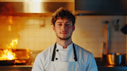 Stressed chef holding his face in a bustling kitchen, showcasing the challenges of culinary creativity.