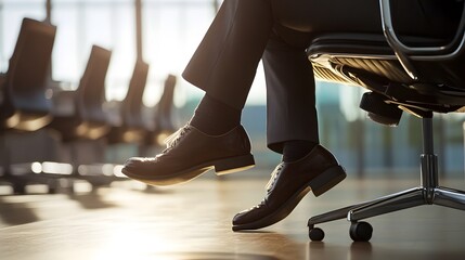 Office worker taking a break to do stretches in a modern office setting, promoting work-life balance and physical well-being in the workplace