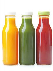 Vibrant Juice Bottles in a Row