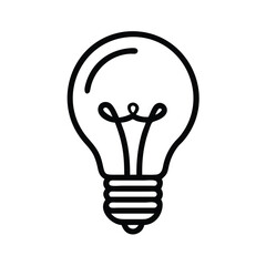 Minimalist Light Bulb Outline Icon, Simple black outline of a light bulb icon, representing ideas, creativity, and innovation, ideal for educational and digital themes.
