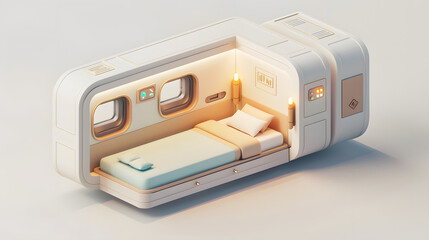 Fototapeta premium Capsule Hotel design 3D isometric