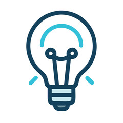 Minimalist Blue Light Bulb Icon for Ideas, Simple blue light bulb icon with minimalist design, symbolizing ideas, creativity, and innovation, suitable for digital, educational, and tech themes.
