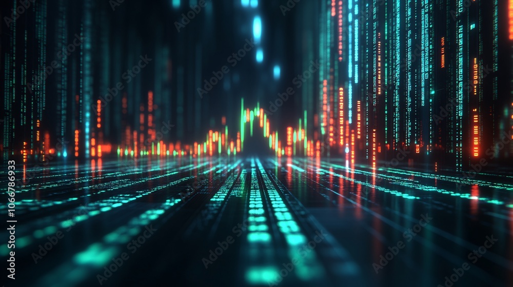 Poster A rising financial chart with green bars and an upward arrow, symbolizing growth and economic progress with side empty space for text