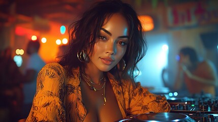  Female DJ Radiates Energy at Sunset Party