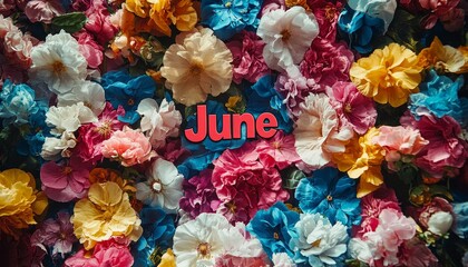 June Blooms A Vibrant Backdrop of Colorful Summer Flowers Celebrating the Months Beauty