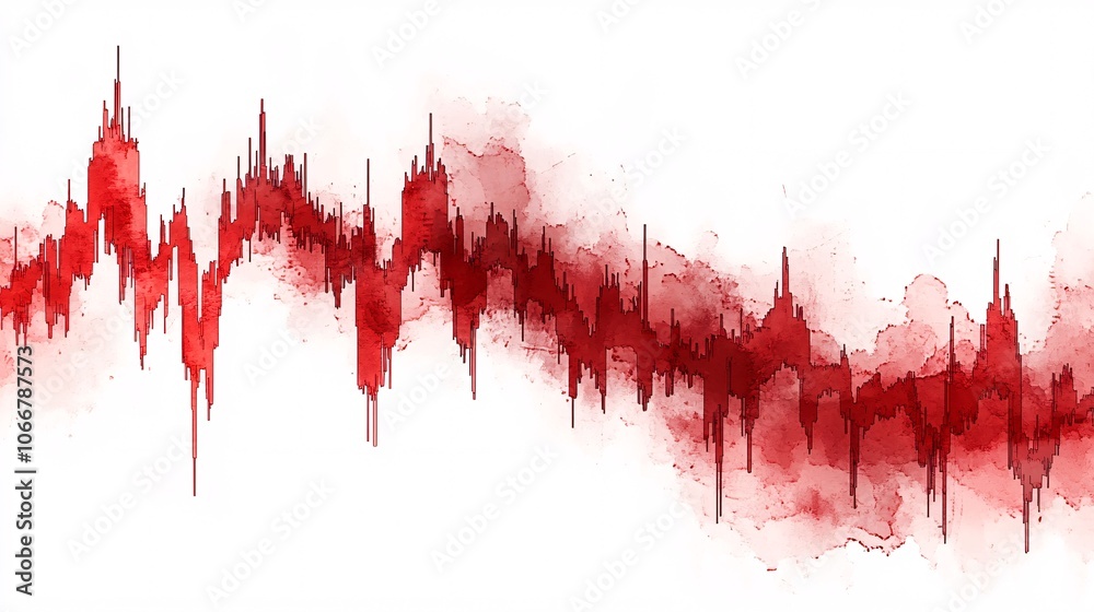 Aufkleber Fluctuating stock chart with peaks and valleys, symbolizing market risk and volatility with side empty space for text