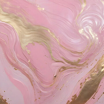 Soft Pink and gold painting background. Oil textured