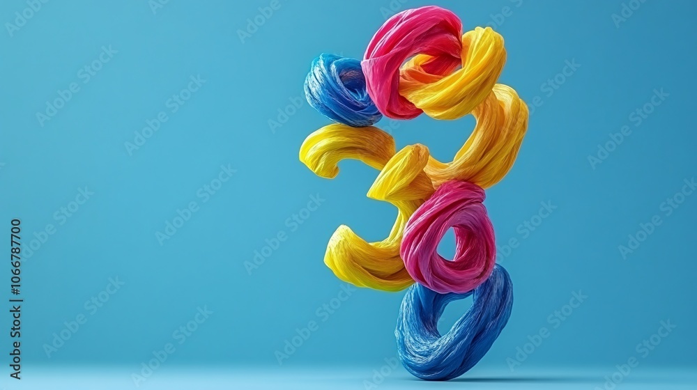 Poster Abstract numbers floating in mid-air, symbolizing financial uncertainty and market analysis with side empty space for text
