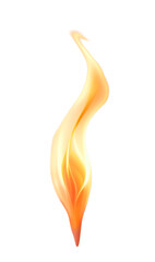 Elegant, abstract flame with soft gradient hues, isolated on a white background, representing fire, warmth, and minimalistic energy