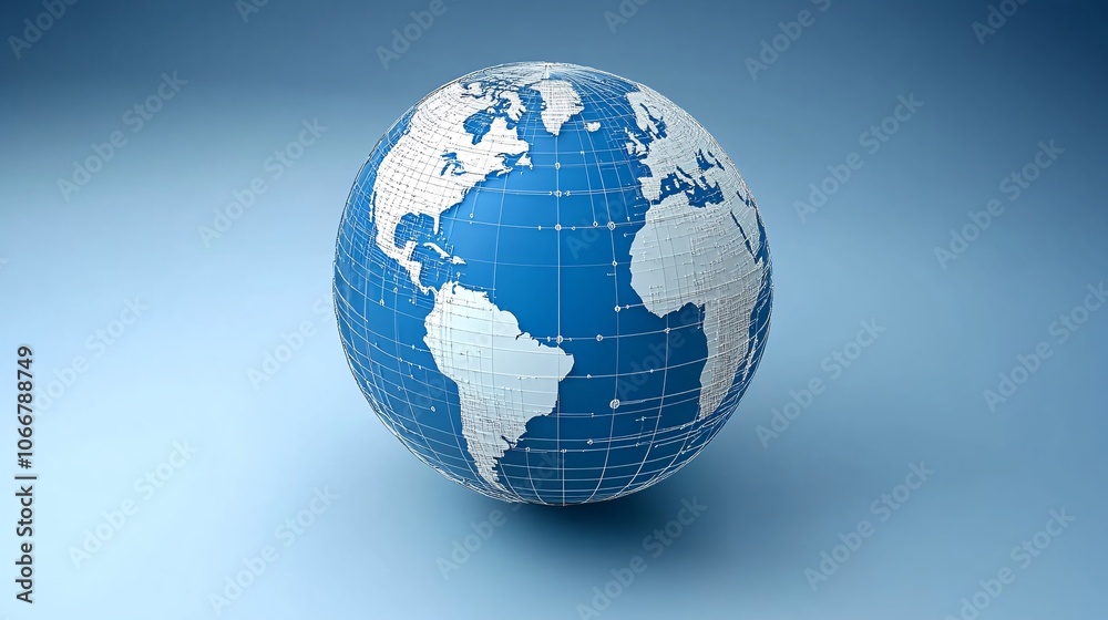 Aufkleber Abstract globe with digital connections across countries, symbolizing the global economic network with side empty space for text