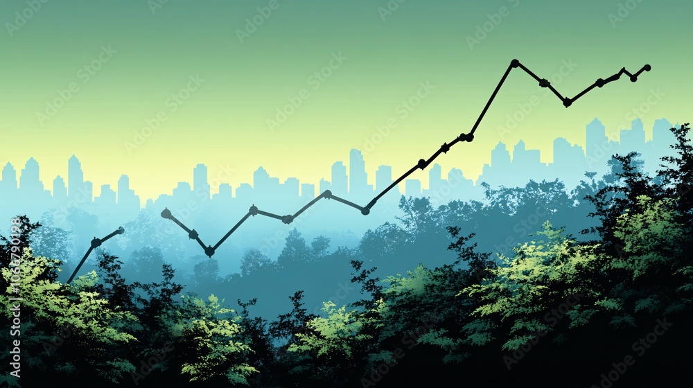 Poster digital chart showing economic growth projections on a tablet, symbolizing future financial planning