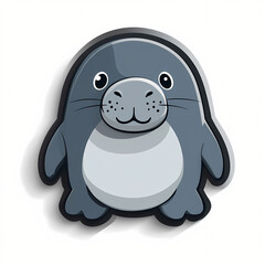 Cute Cartoon Walrus Sticker Illustration in 3D Style