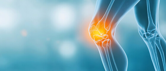 Sideview Xray of knee bone focusing on joint damag