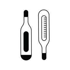 thermometer glyph icon with white background vector stock illustration