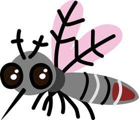 Cartoon mosquito with pink wings