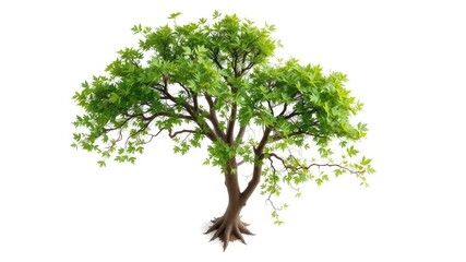 Bur Oak Tree Isolated on White Background - High Resolution Photorealistic Documentary Photography