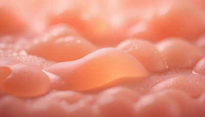 Fototapeta premium Peach fuzz background, trend color. Close-up colorful liquid textured.
