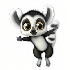 Obraz premium Cute Cartoon Lemur Illustration in 3D Style