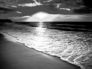 Seaside or Ocean Natural Black and White Grayscale Composition Background
