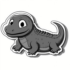 Obraz premium Cute 3D Cartoon Komodo Dragon Sticker Illustration