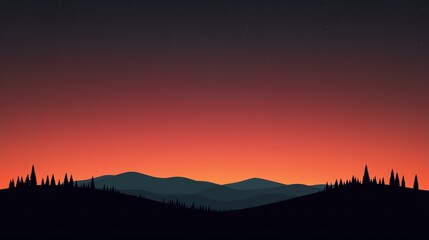 Obraz premium Minimalist Mountain Landscape at Sunset