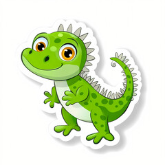 Naklejka premium Cute Cartoon Iguana Sticker Illustration