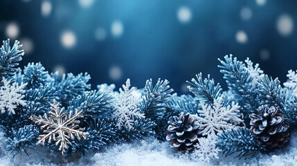 Elegant Blue Winter Christmas Card with Snowflakes perfect for a sophisticated Christmas design.