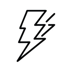 Bold Outline Lightning Bolt Icon, Simple black outline of a lightning bolt with extra line accent, symbolizing energy, power, and electricity, ideal for weather and tech designs.
