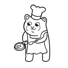 Chef Cooking Cat T-shirt Coloring Transparent Vector Cute Illustration