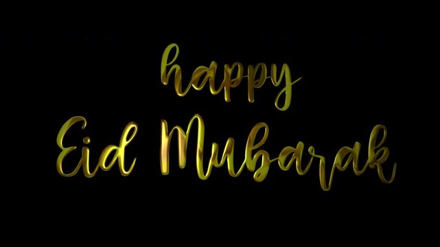 Happy Eid Mubarak Gold Handwriting Text Animation. Add Luxury to Presentations, Videos, and Social Media with Hand-drawn, Precision Animations. Green Screen Background.