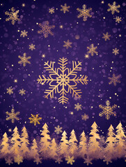 Christmas background with shining gold flakes. Layout for Merry Christmas greeting card.