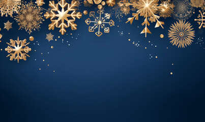 Silver gold Christmas ornament in the shape of a star on a blue background