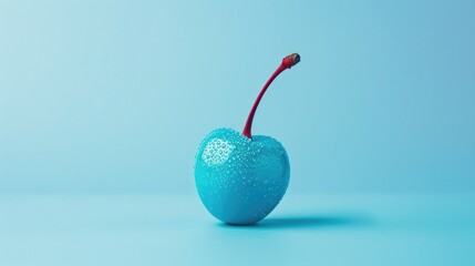Obraz premium Painted Fruit. Bright Blue Cherry on Clean and Minimal Pastel Background