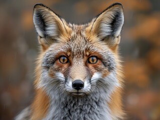 Obraz premium Red Fox Portrait: A Close-Up Look into the Eyes of a Wild Animal