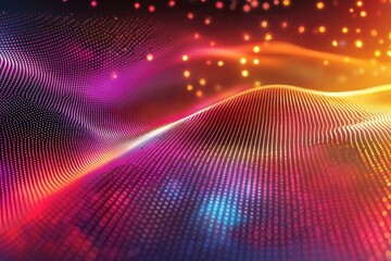 Obraz premium A vibrant, abstract wave of colorful light and patterns, evoking a sense of motion and energy.