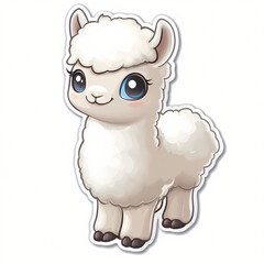 Fototapeta premium Cute Cartoon Alpaca Sticker Illustration Design
