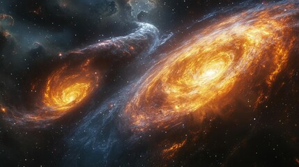 Fototapeta premium Cosmic Waltz Dual Spiraling Nebulas
