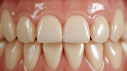 The close-up showcases an array of straight teeth adorned with braces, reflecting a bright smile, highlighting dental care and orthodontic treatment
