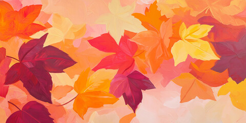 Rich Fall Background: Abstract design of pumpkins, leaves, and acorns in warm autumn tones