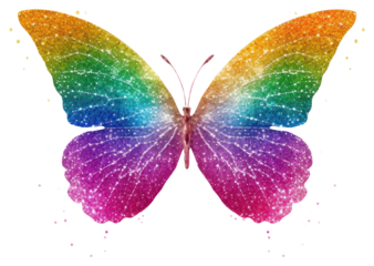 PNG Butterfly adhesive strip rainbow glitter insect.